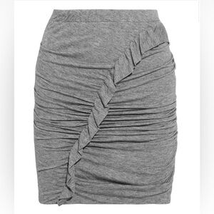 IRO Paris Oda Ruffle-Trimmed Ruched Jersey Mini Skirt